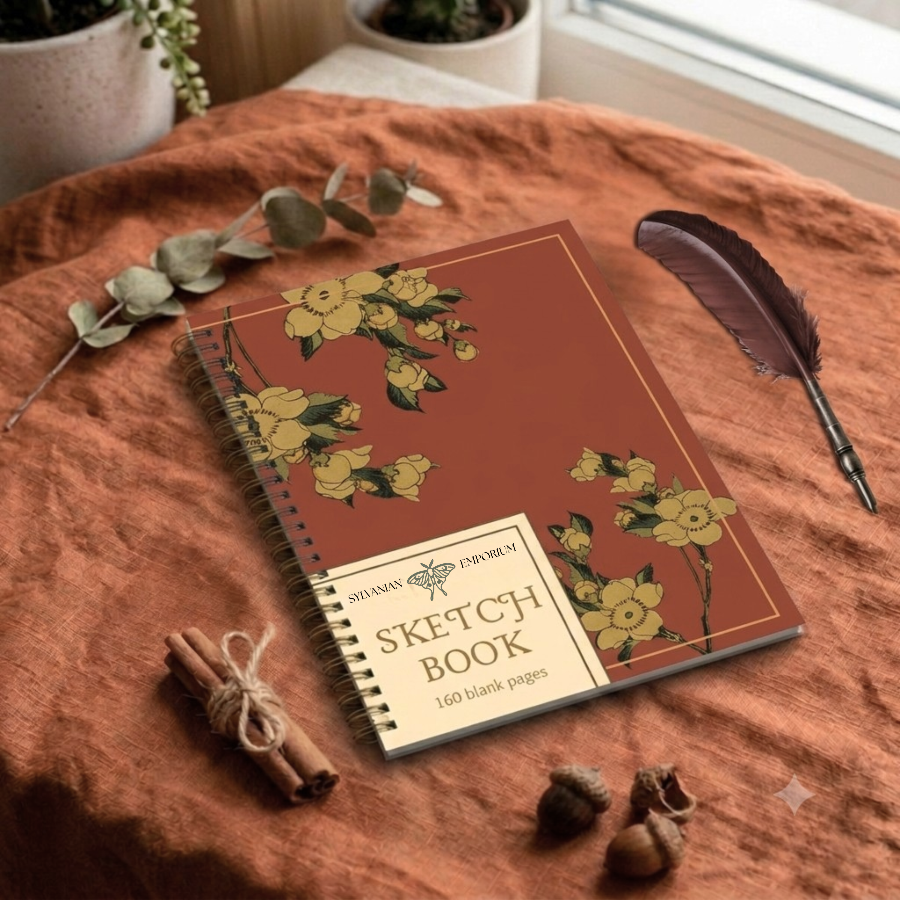 Watercolor Floral Rust Sketchbook - 160 Pages