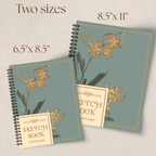 Watercolor Floral Blue Sketchbook - 160 Pages