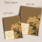 Watercolor Floral Brown Sketchbook - 160 Pages