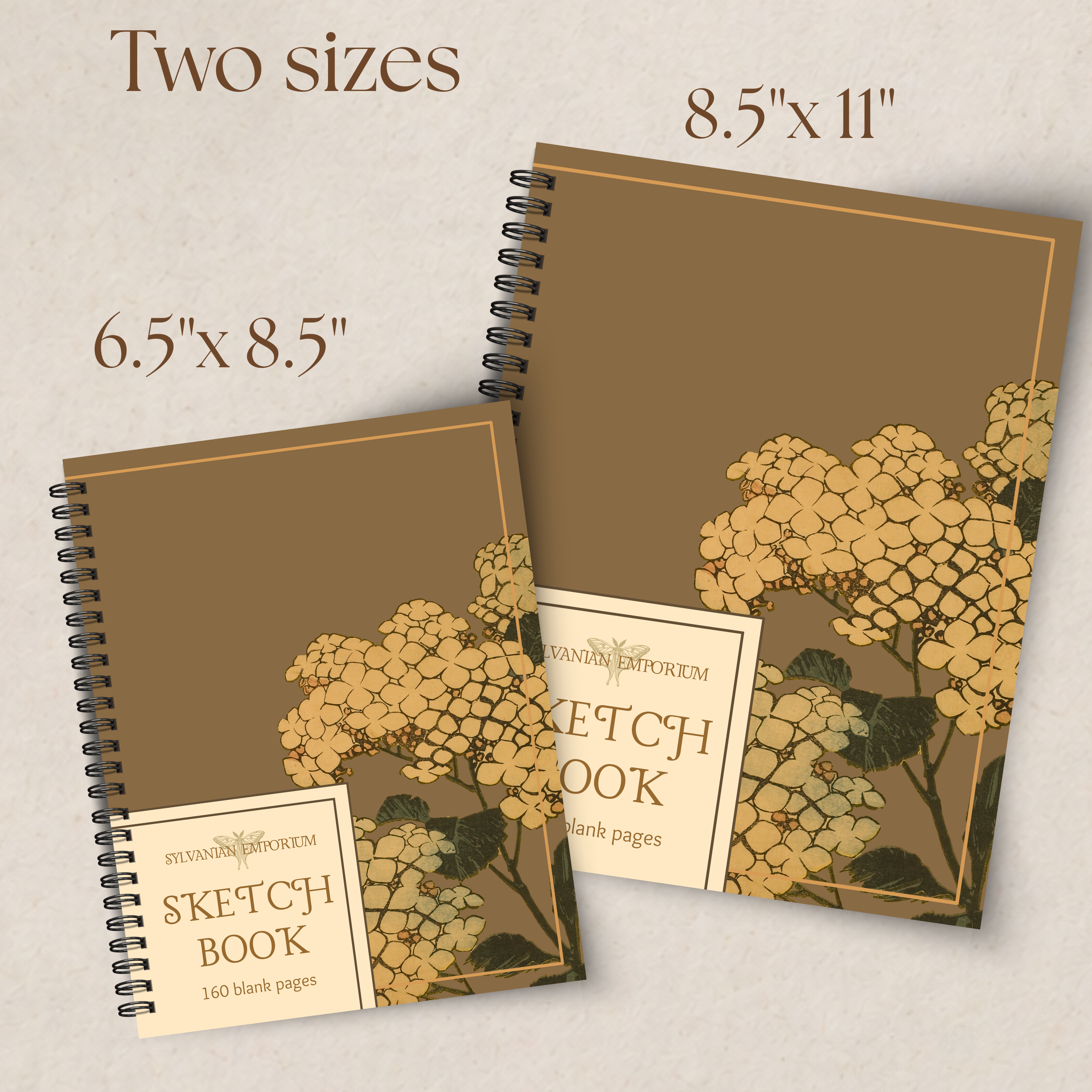 Watercolor Floral Brown Sketchbook - 160 Pages