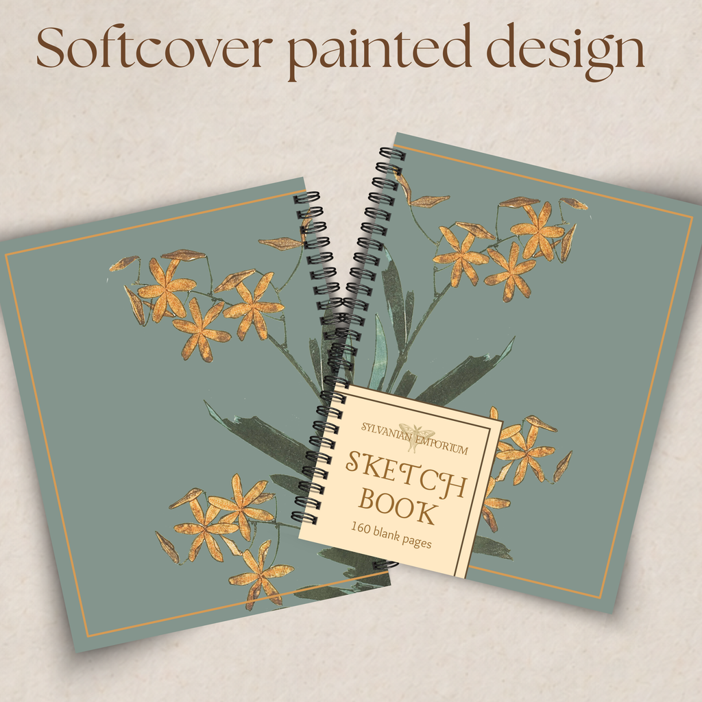 Watercolor Floral Blue Sketchbook - 160 Pages