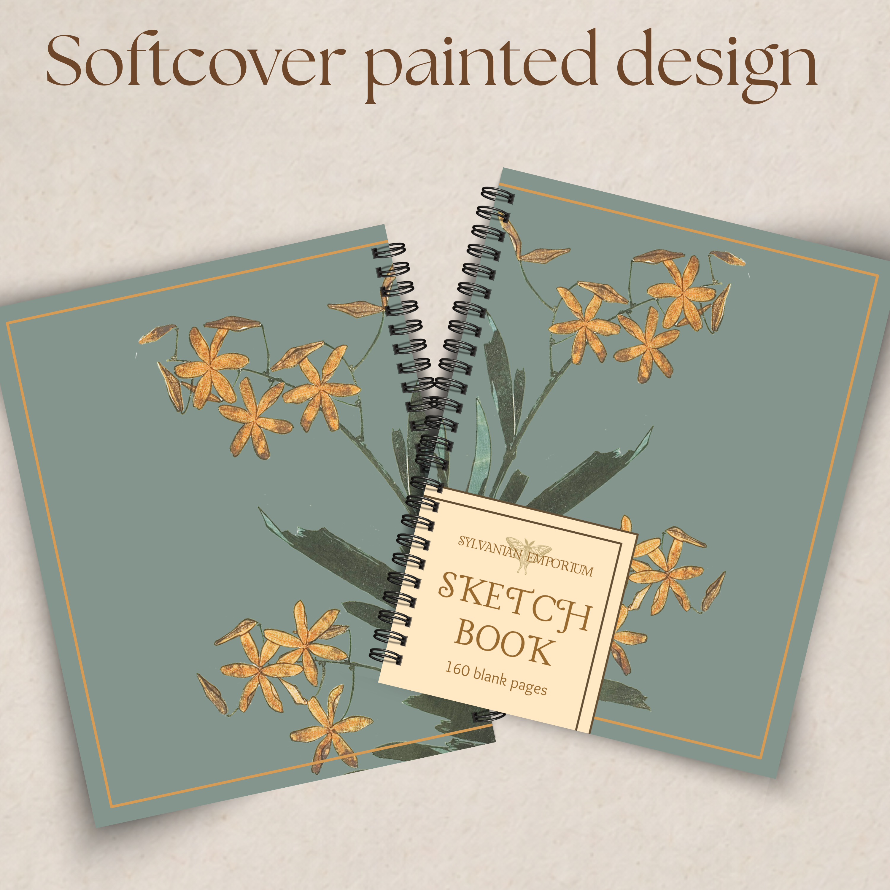 Watercolor Floral Blue Sketchbook - 160 Pages