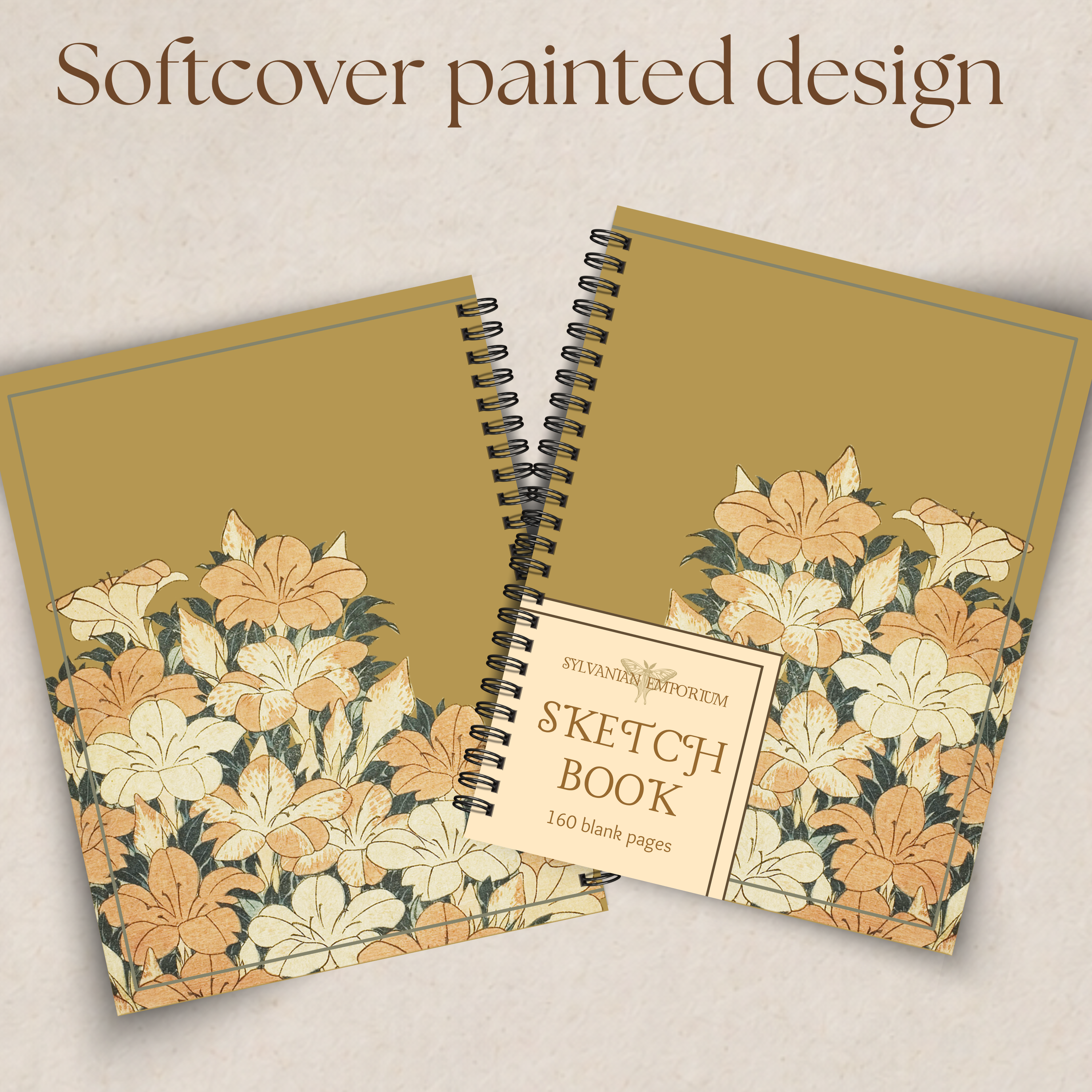 Watercolor Floral Gold Sketchbook - 160 Pages