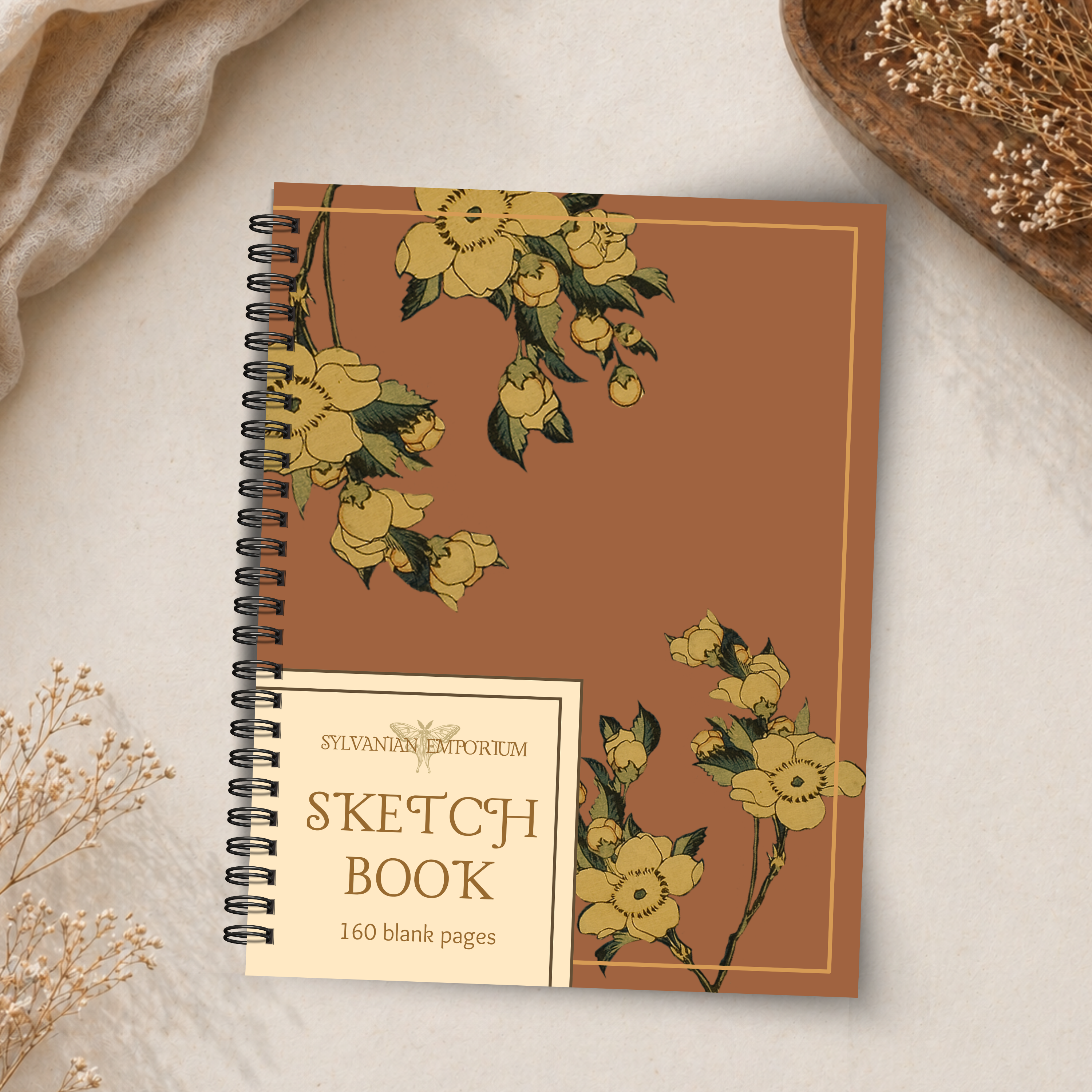 Watercolor Floral Rust Sketchbook - 160 Pages