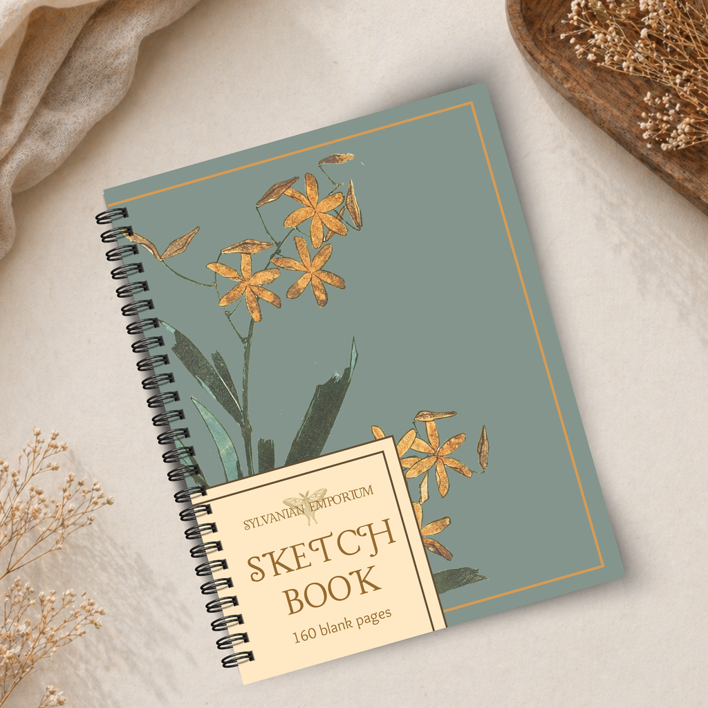 Watercolor Floral Blue Sketchbook - 160 Pages