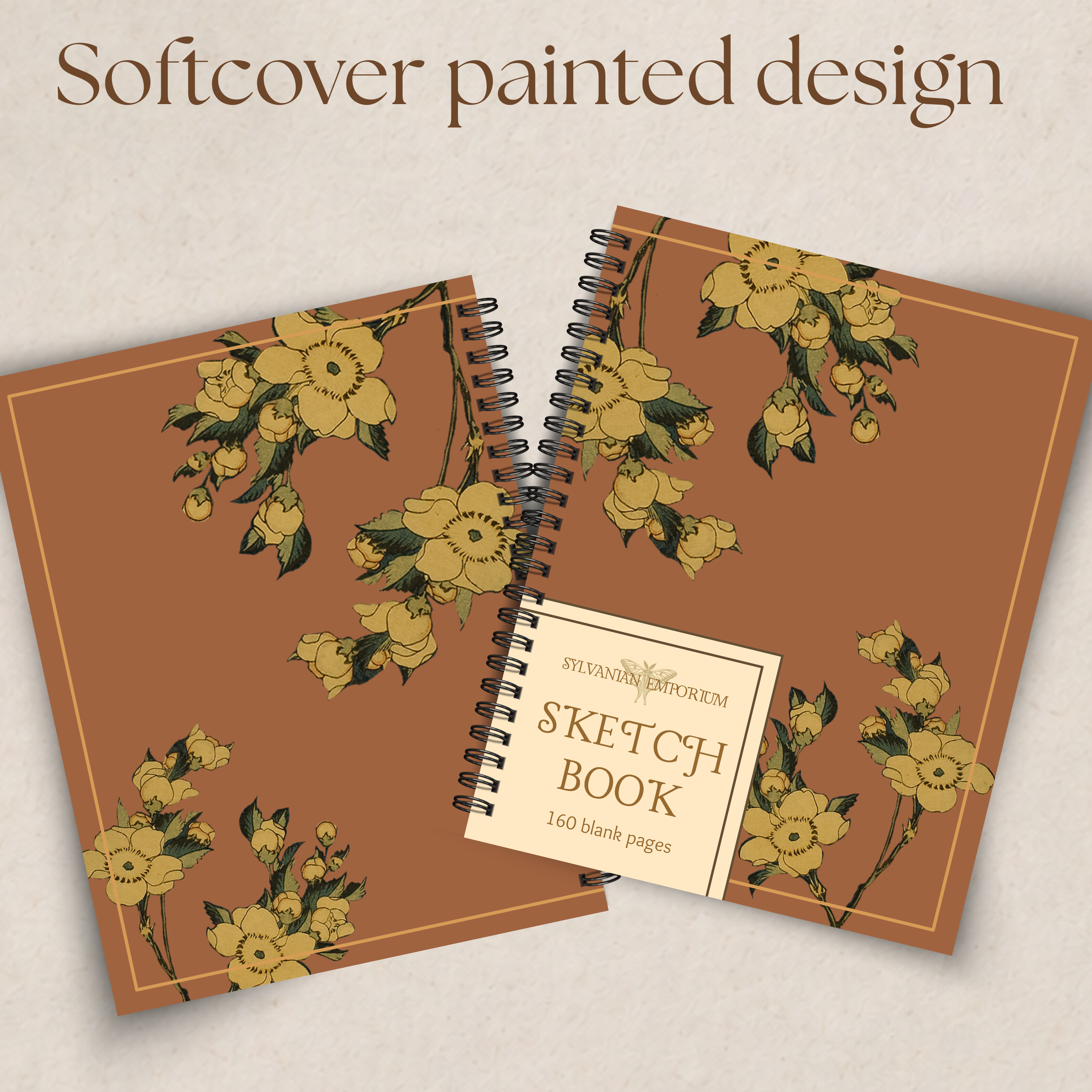 Watercolor Floral Rust Sketchbook - 160 Pages