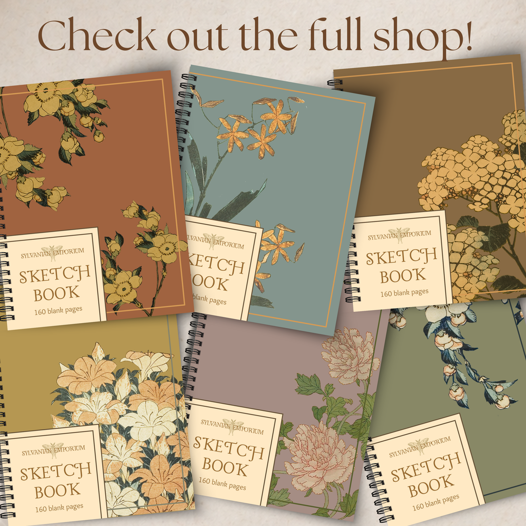 Watercolor Floral Blue Sketchbook - 160 Pages