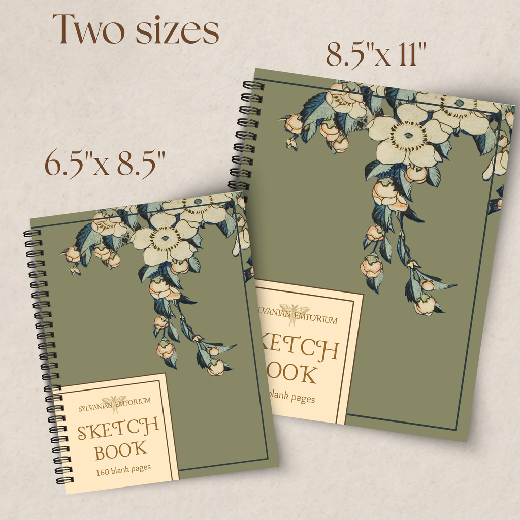 Watercolor Floral Green Sketchbook - 160 Pages