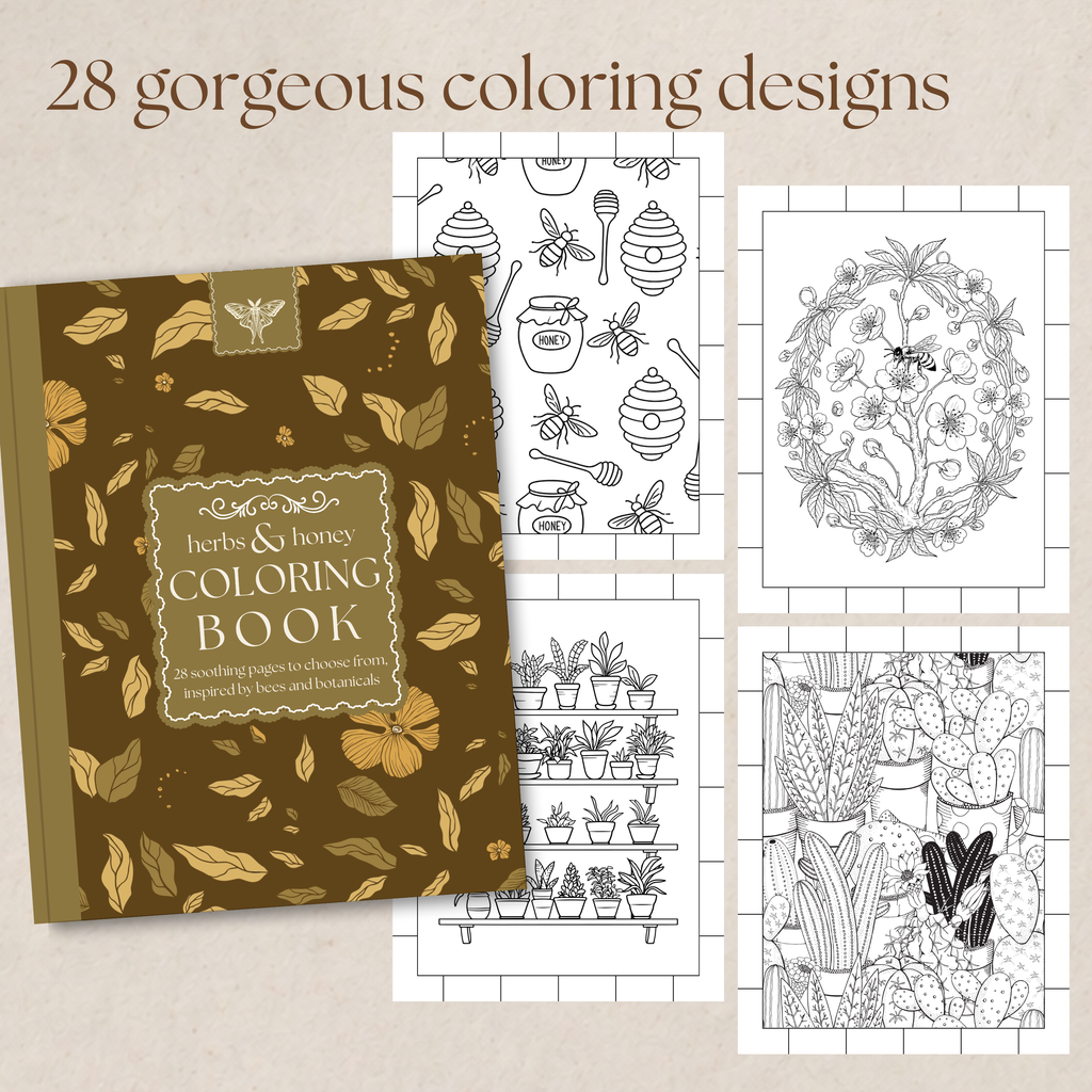 Herbs & Honey Botanical Coloring Book - 26 Pages