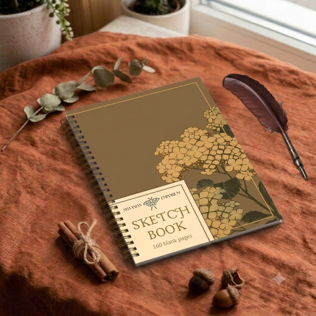 Watercolor Floral Brown Sketchbook - 160 Pages