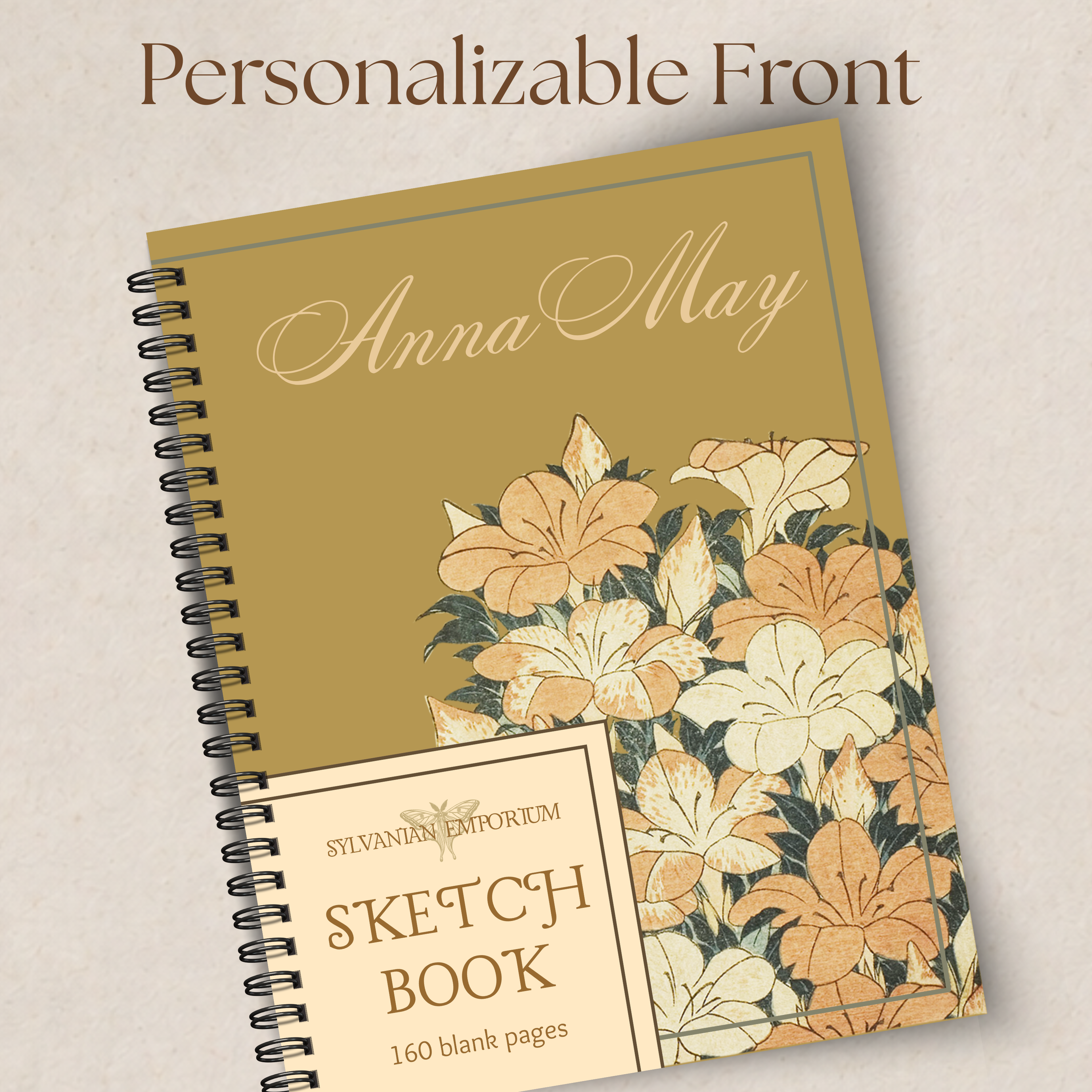 Watercolor Floral Gold Sketchbook - 160 Pages