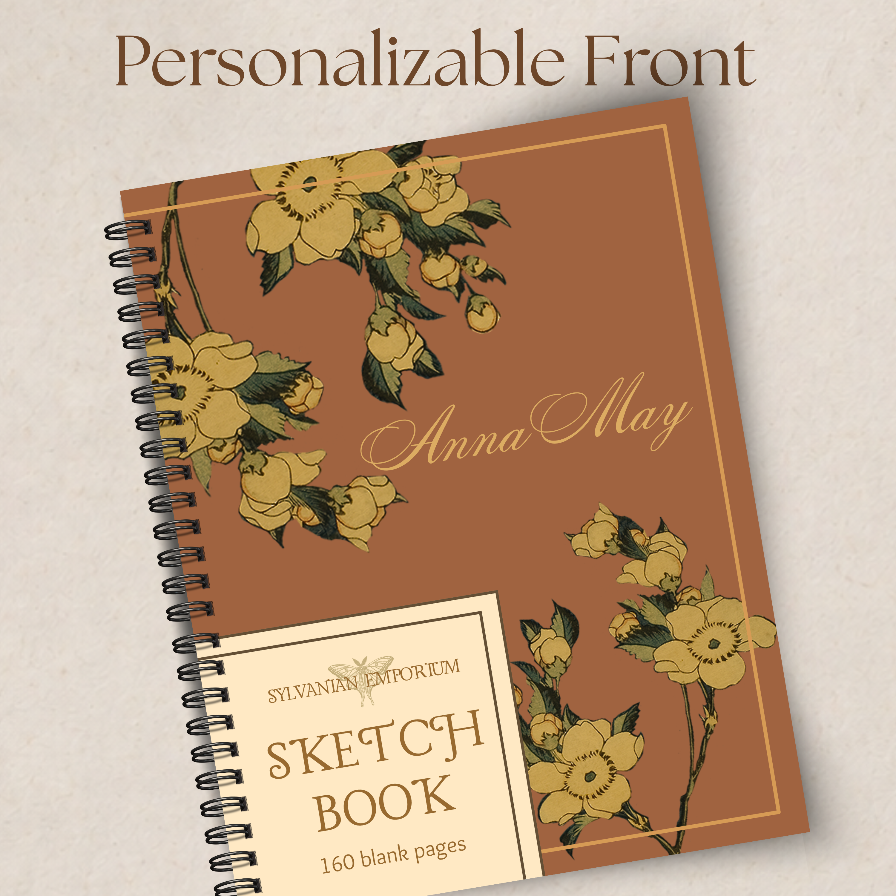 Watercolor Floral Rust Sketchbook - 160 Pages